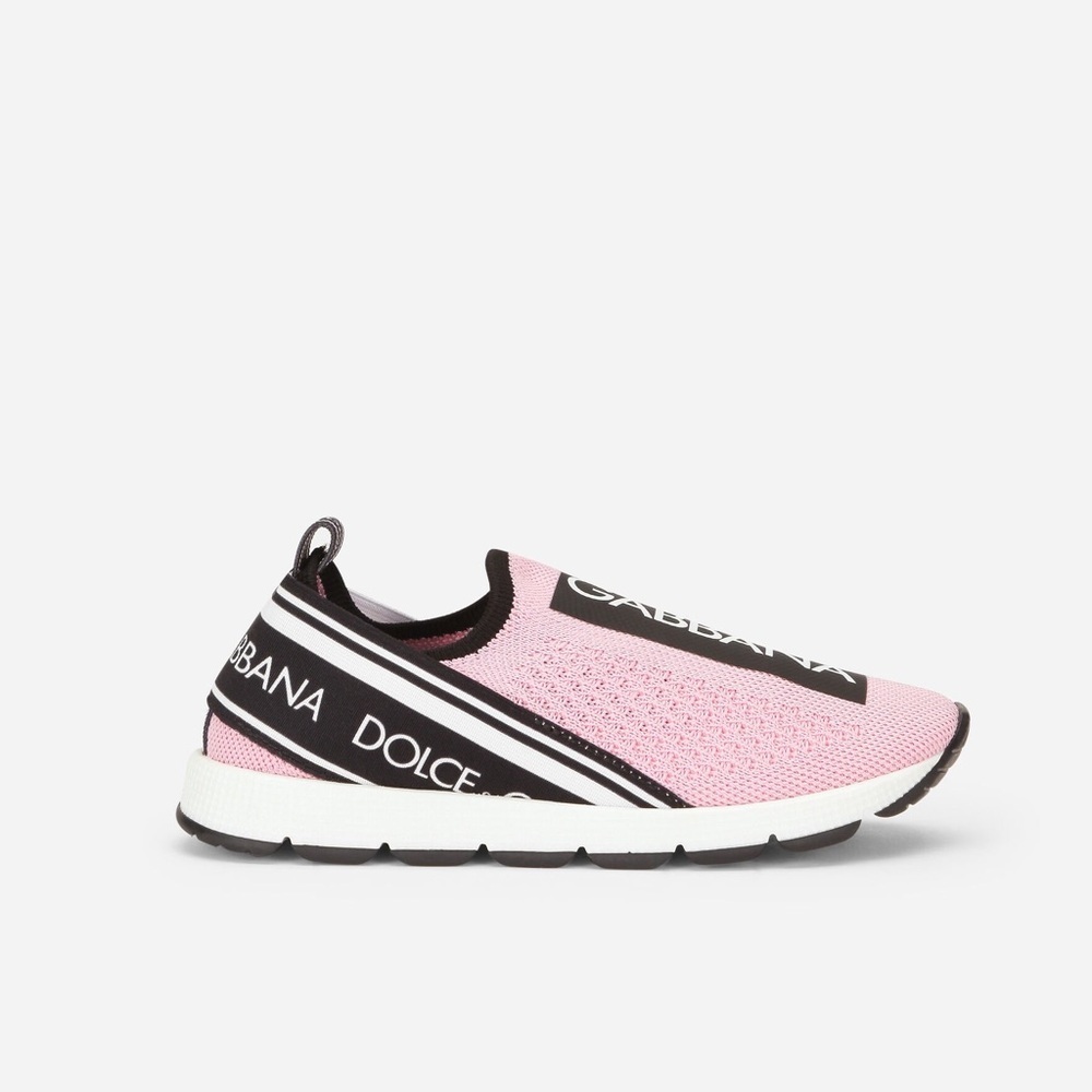 Dolce & Gabbana Pink Sorrento Slip-On Sneakers With Logo Tape Sz. 24